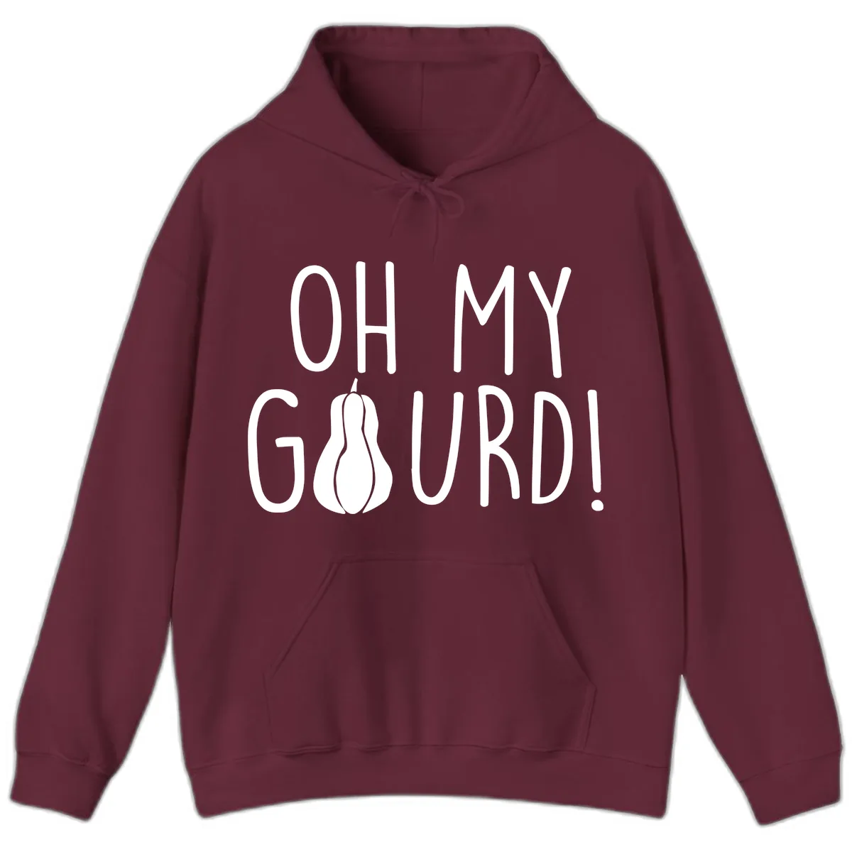 Oh My Gourd Thanksgiving Pun Design Hoodie in Maroon